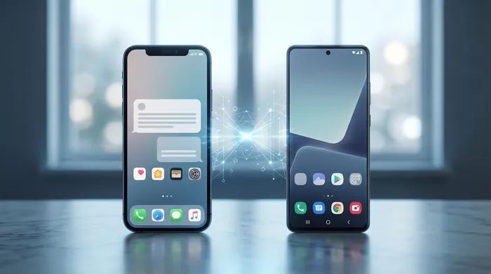 Ein Smartphone mit digitalen SIM-Karten als Hologramm, was Datensicherheit und Cloud-Speicher symbolisiert.